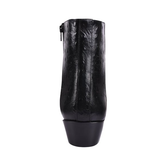 LIBERTYZENO Men's Ostrich Print Leather High Ankle Zipper Retro Black Boots - Picture 6 of 7